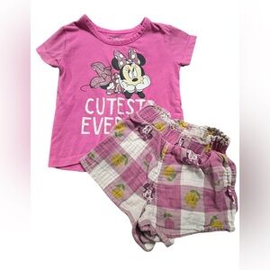 Disney Baby Pink Minnie Mouse Shirt & Pink Shorts Disney Junior Kids Set